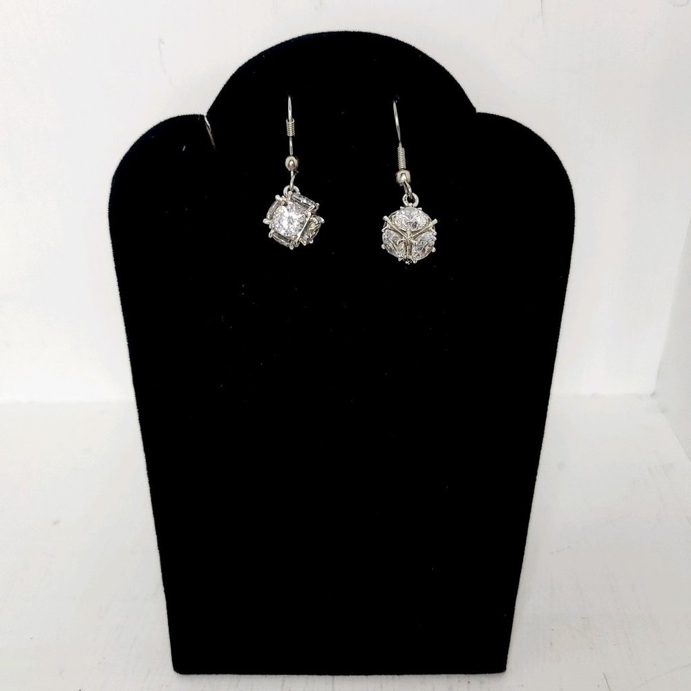 Elegant, Atlas Sphere Diamond Simulant Drop Earrings